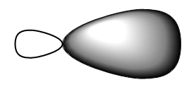 A small empty almond shape is connected to a larger, filled-in almond.