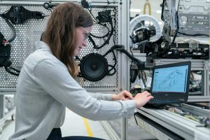 woman using automotive engineering software