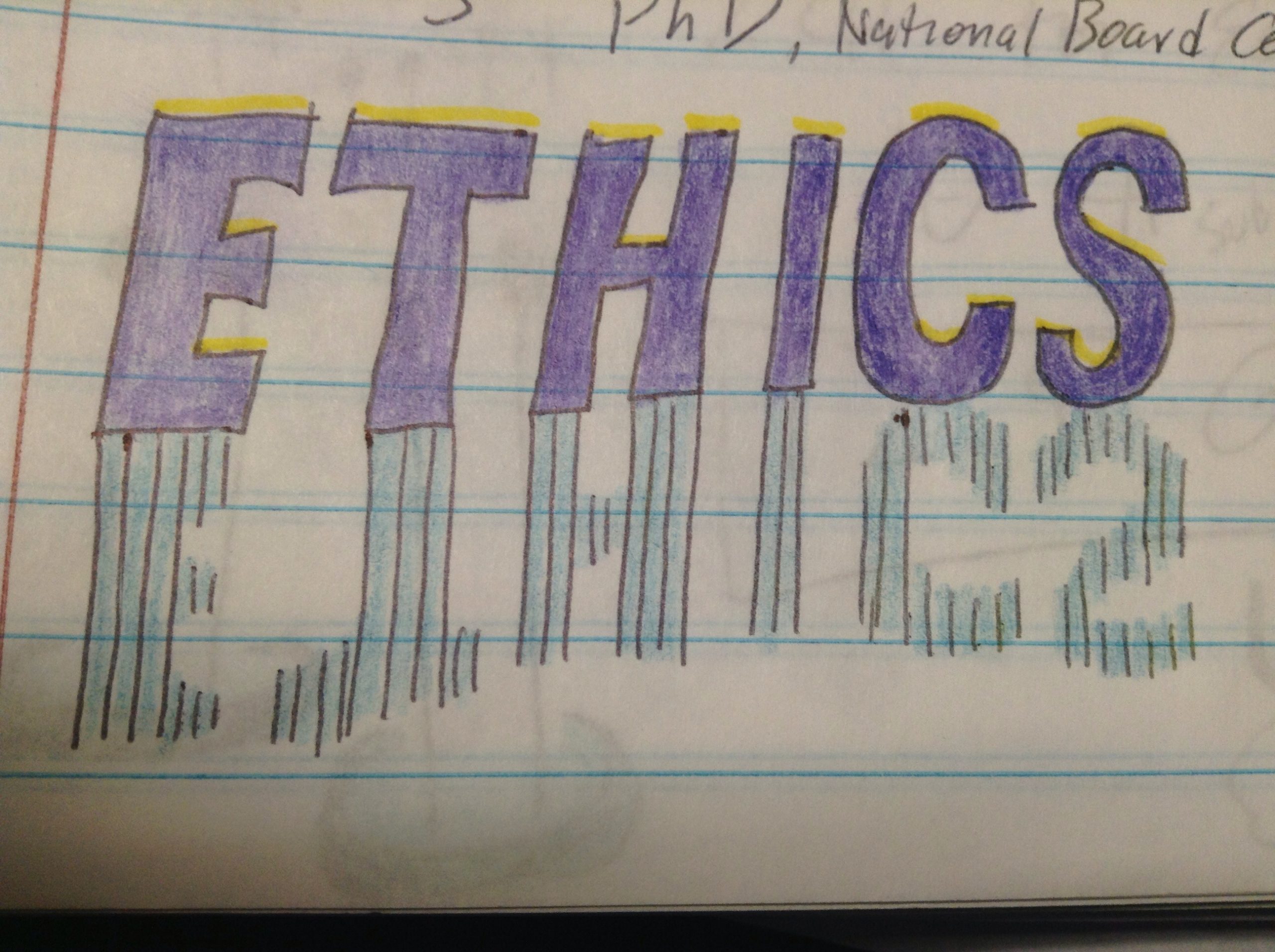 Drawing of word ethics