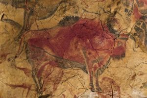 Bison painting from Altamira Cave circa 19,000 and 16,800 years ago.