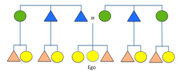 Kinship diagram for generational kinship terminology system