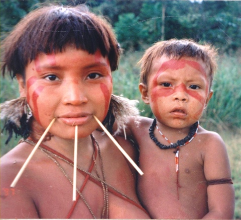 Yanomami woman and child
