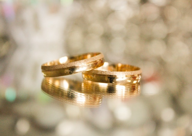 Gold colored wedding rings