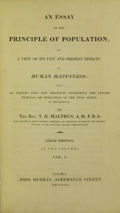 Cover of Malthus' essay "Principles of Population"