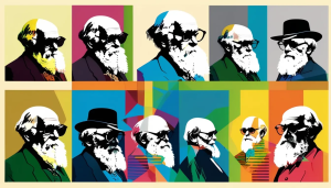 Charles Darwin portraits in the style of Andy Warhol