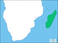 Map showing tip of southern Africa and island of Madagascar