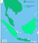 map of Indonesian islands showing distribution of gibbons, siamangs, and orangutans