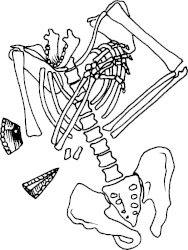 drawing of a Neanderthal burial with stone tools