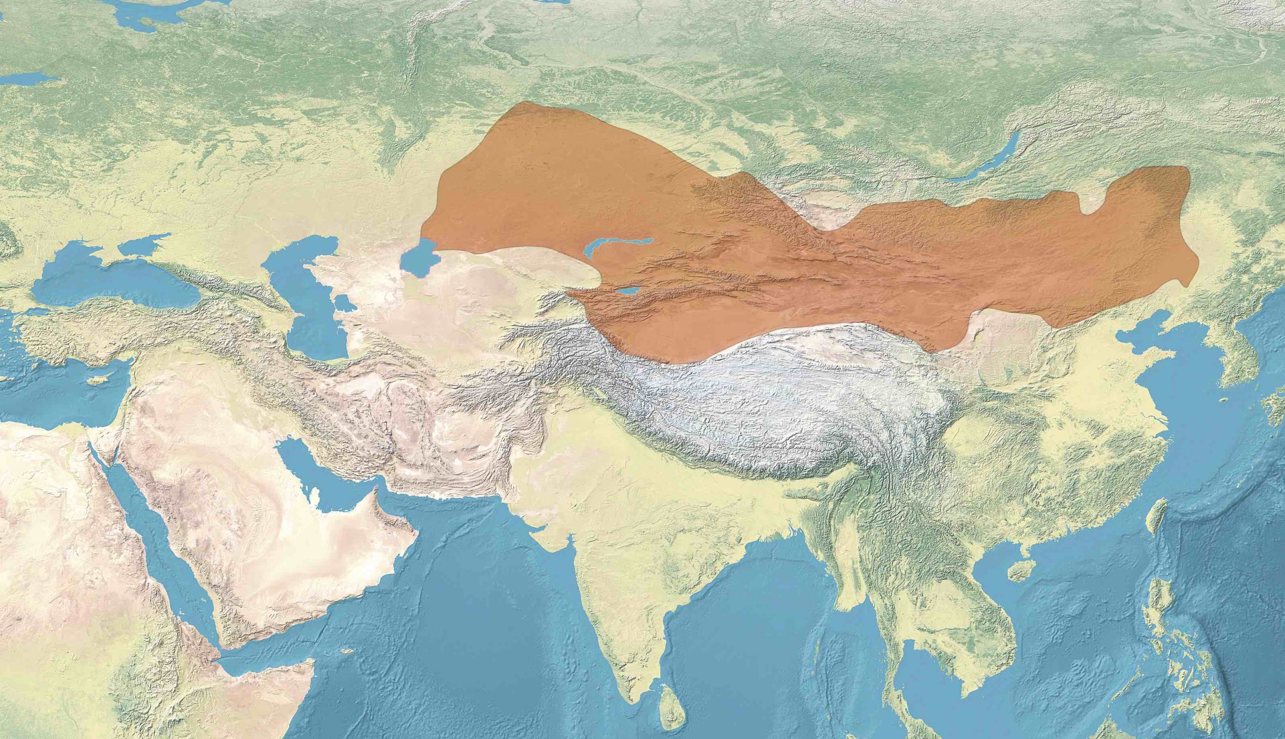 Map of China showing extent of Xiongnu though color shading