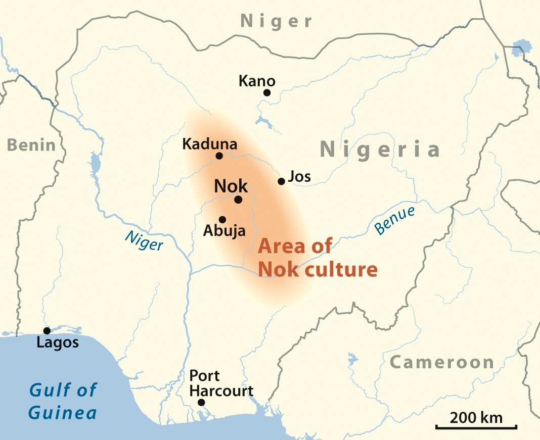 Map showing the scope of Nok culture in West Africa