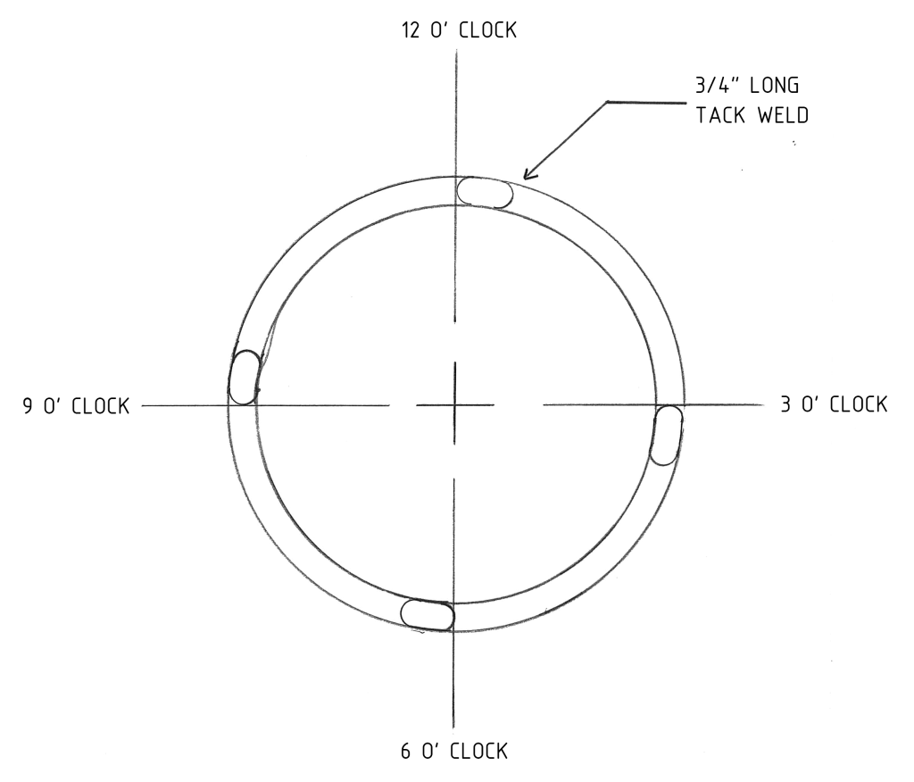 Diagram of tack weld locations