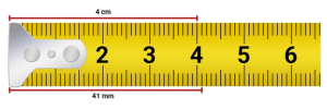 Mater tape showing 4 cm and 41 mm