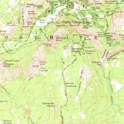 A topographic map in Yosemite National Park.