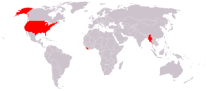 Map of the world showing the three countries that have not adopted the metric system.