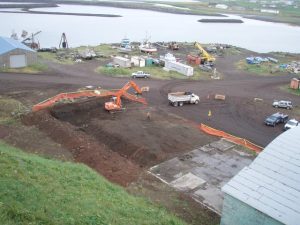 Excavation of petroleum contaminated soil in the Pribilof Islands.