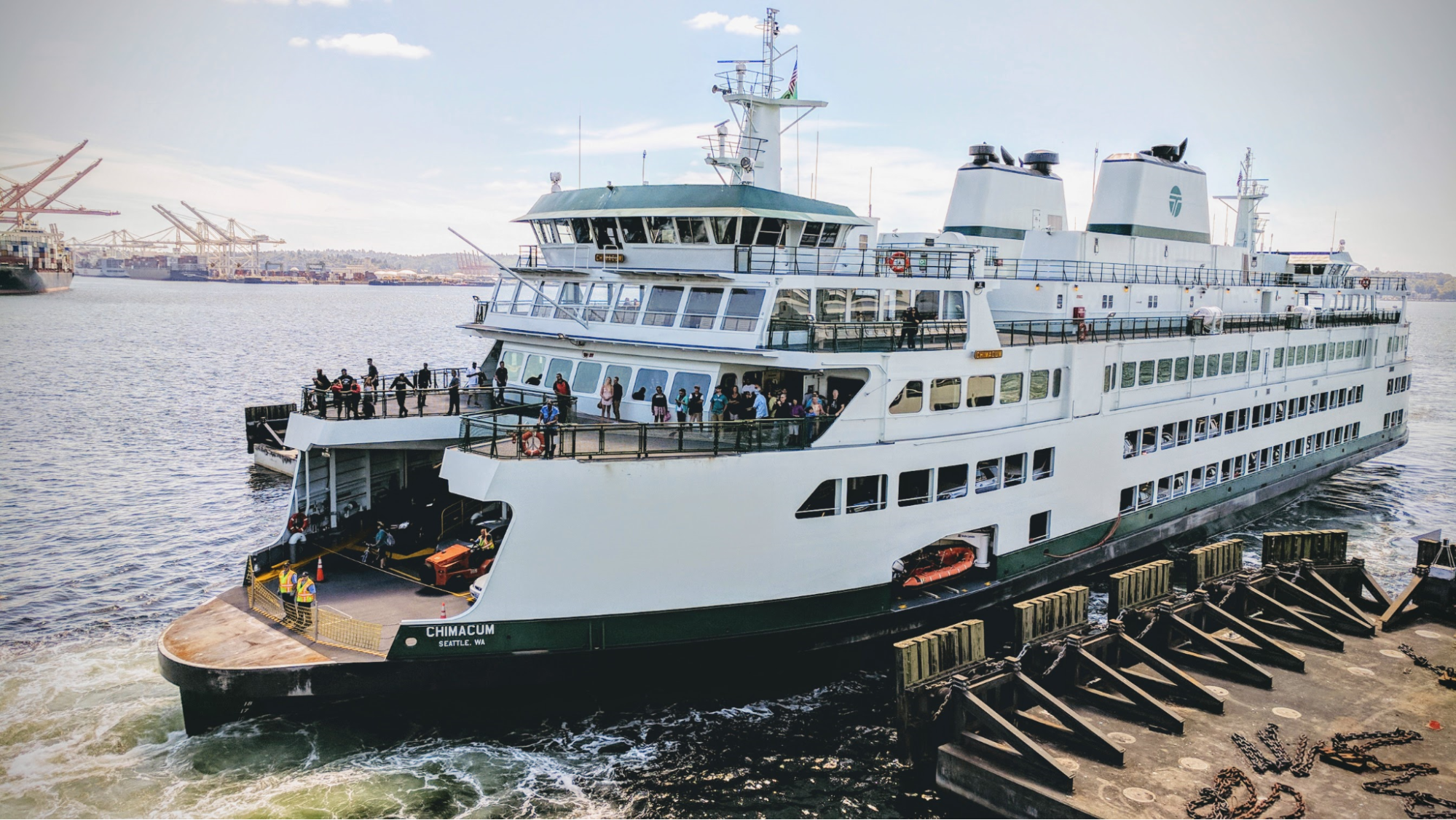 A Washington State Ferry in the Water.