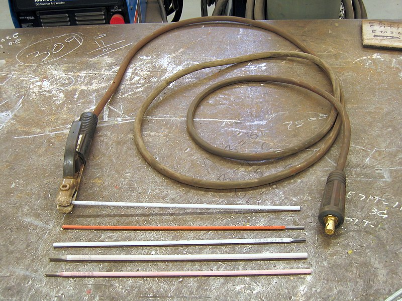 Several different sizes and types of SMAW electrodes.