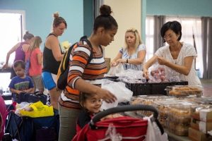 Shopping at a food bank