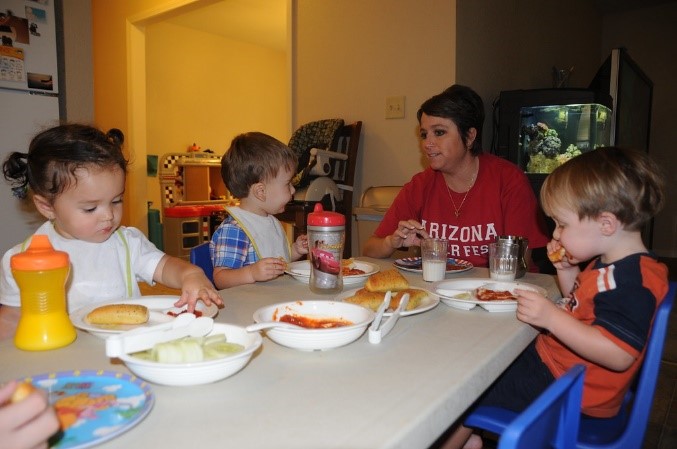 children eating together