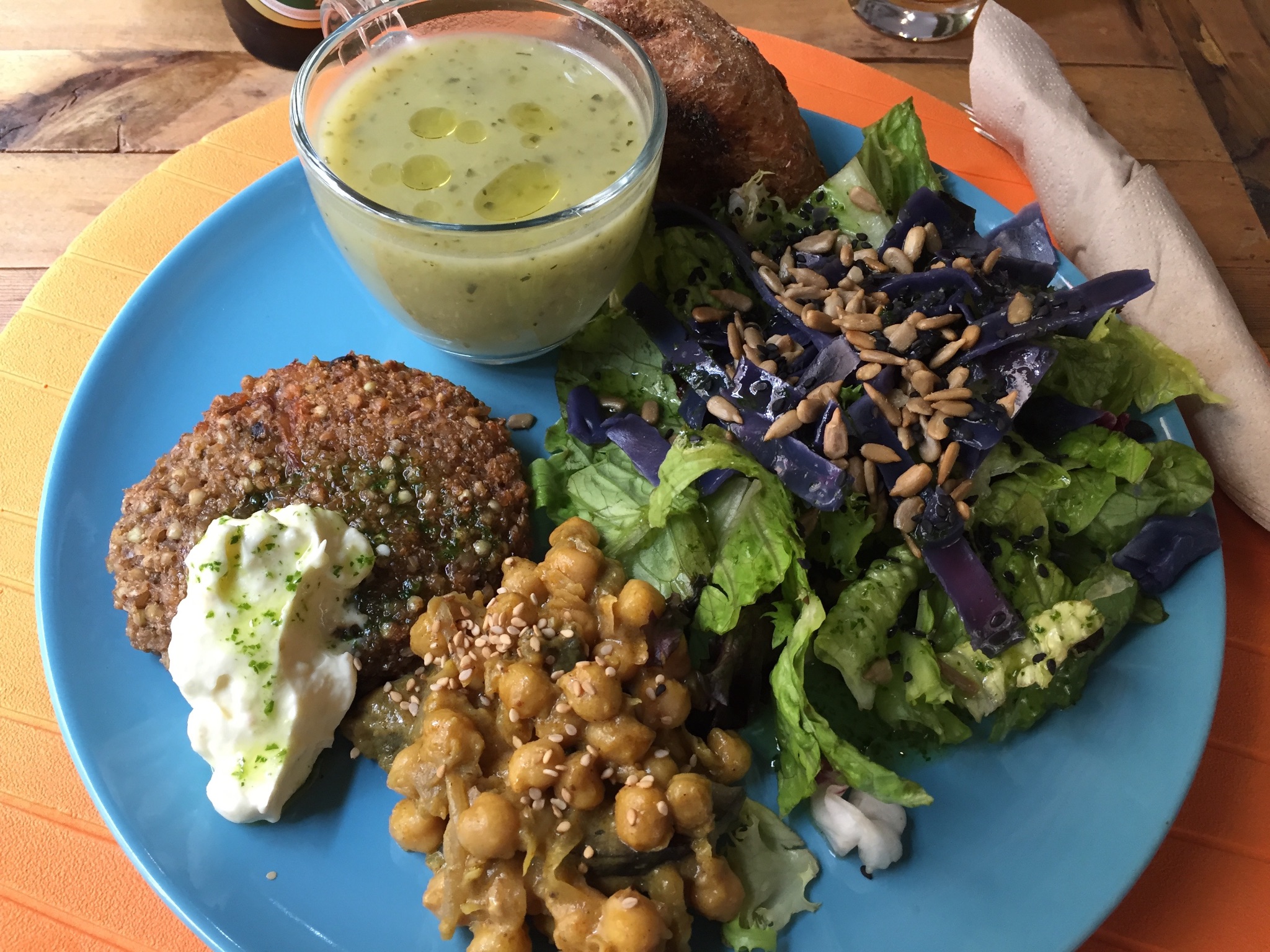 Vegan dish at a hotel restaurant in Madrid.