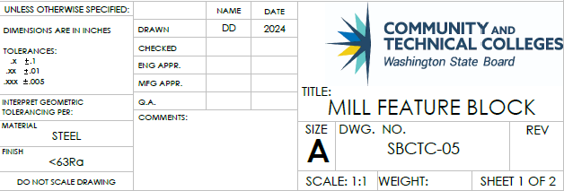 A title block from an engineering drawing illustrating the information contained therein.