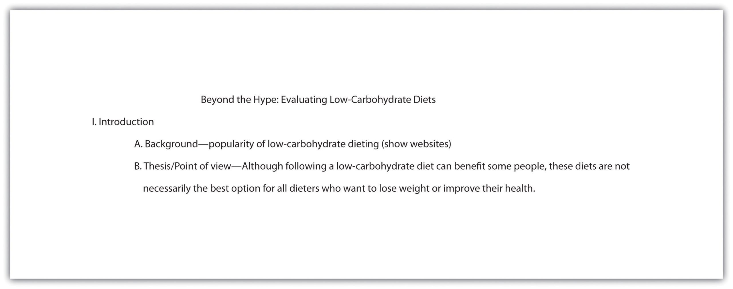 Introduction section with the categories: background, and thesis/point of view