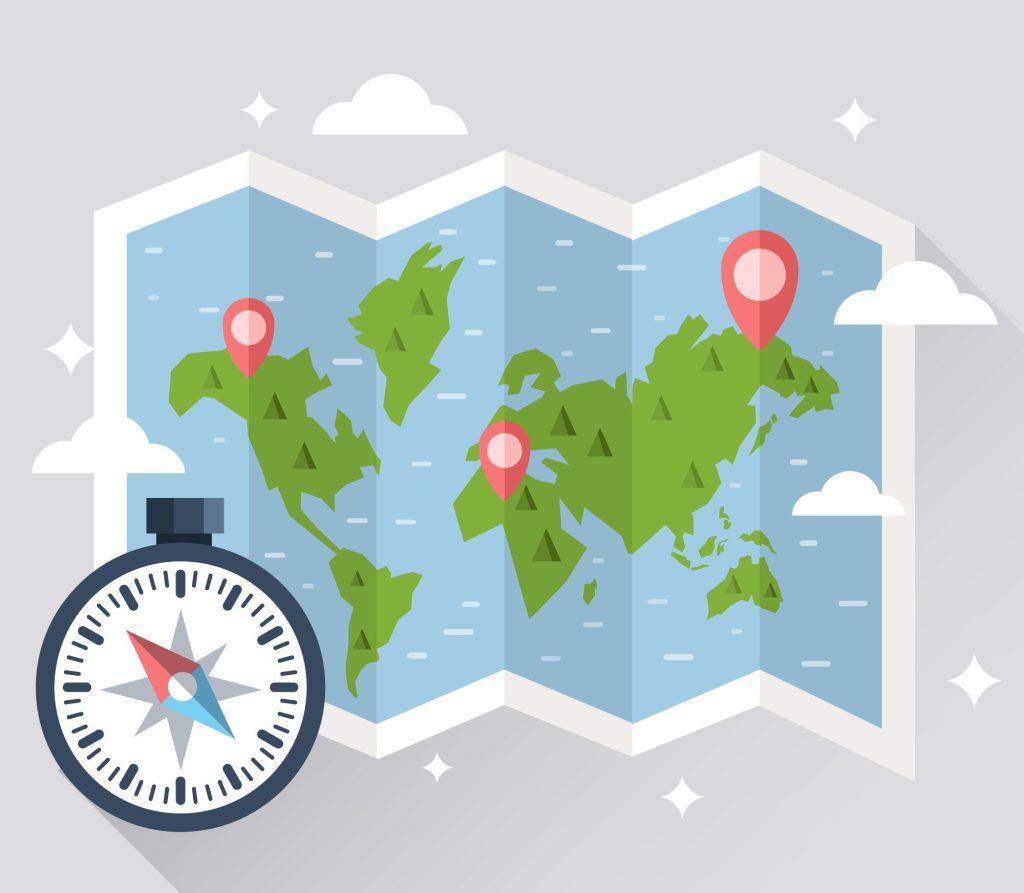 Map with compass