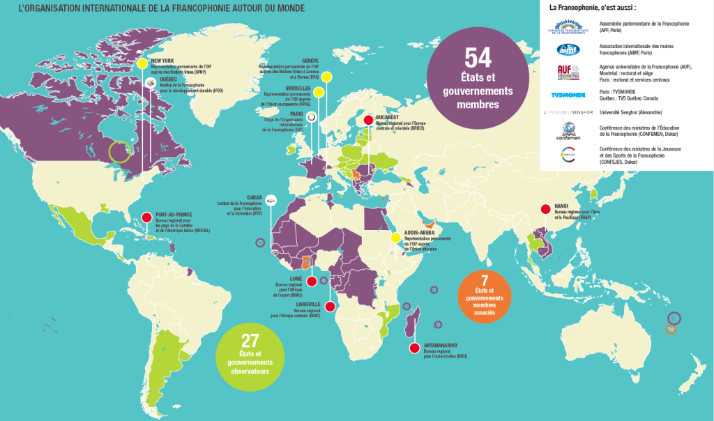 Map of the countries belonging to OIF