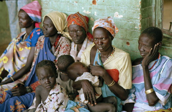 Poor women with their children on the streets