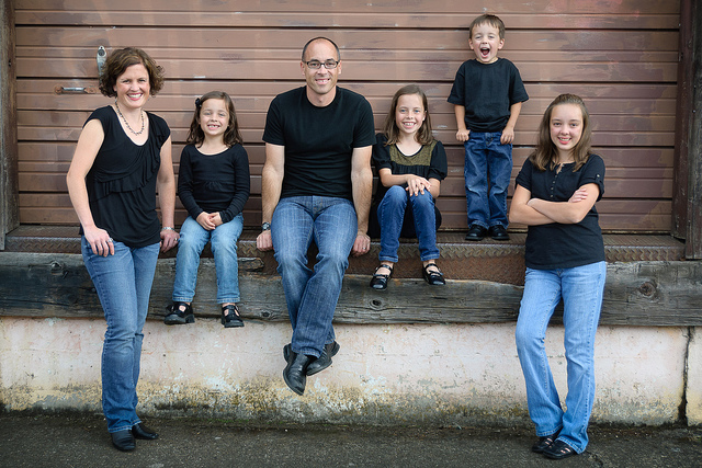 A family posing for pictures