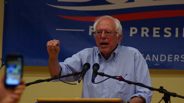 Bernie Sanders giving a speech