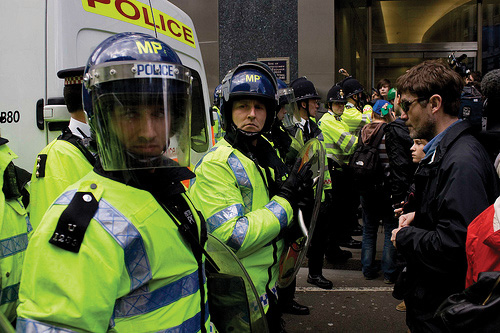 Riot Police dealing with a crowd