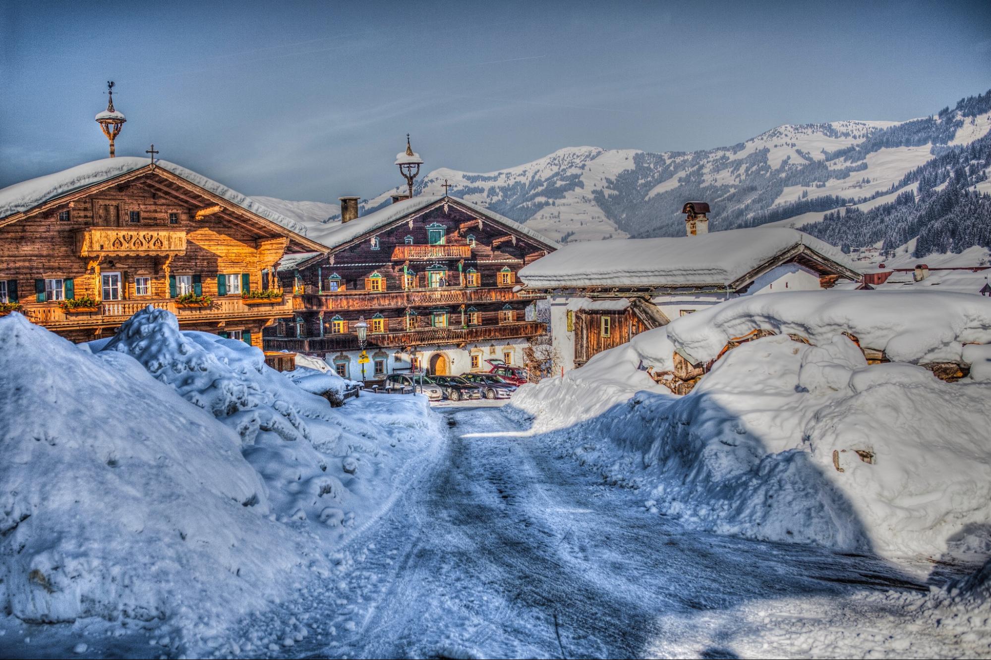 A ski lodge in the mountains of Austria, Europe.