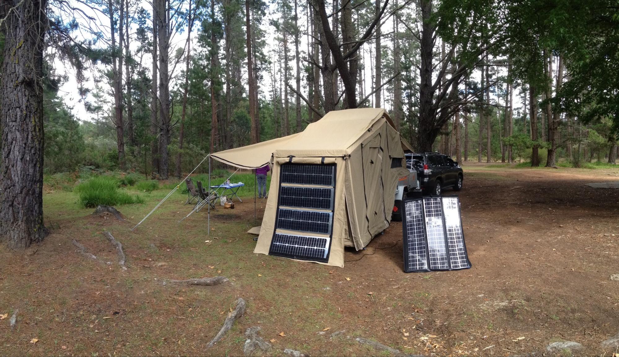Solar power used at a campsite.