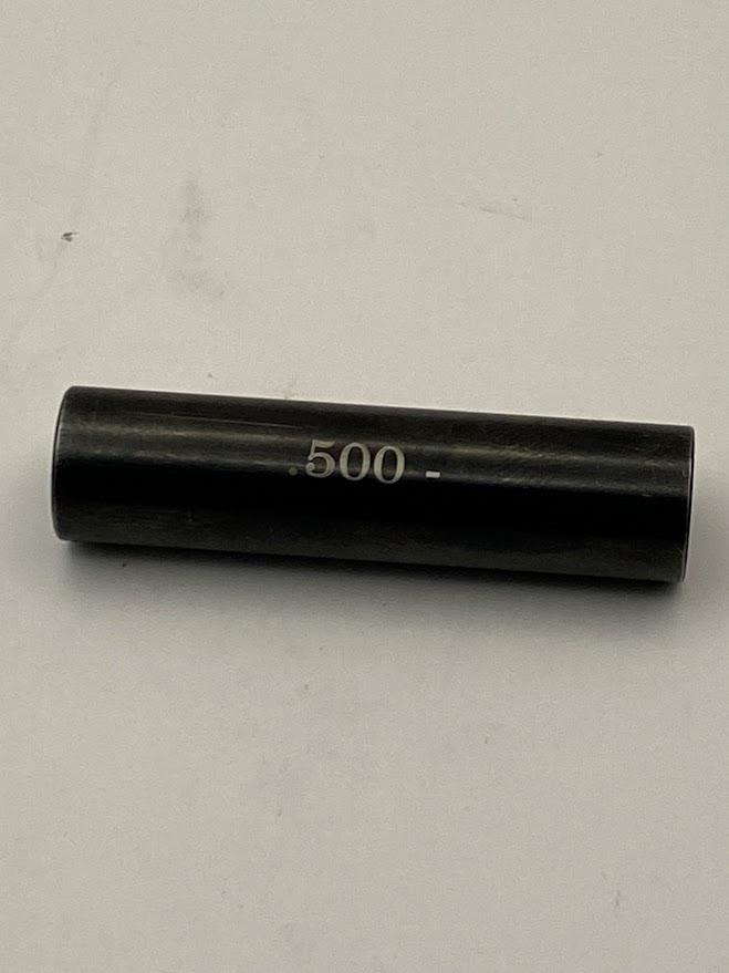 A black inspection pin with .500- printed in its side.