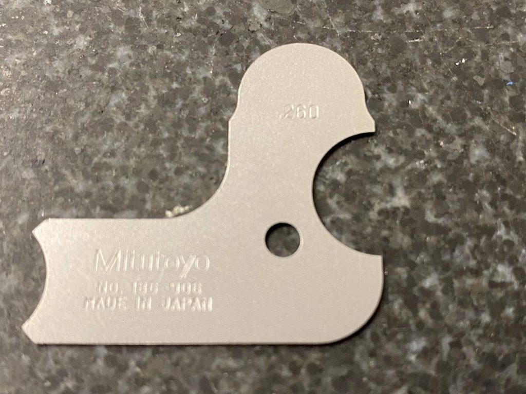 A radius inspection gage has five radius cutouts to allow an operator the ability to measure several different types of radius.