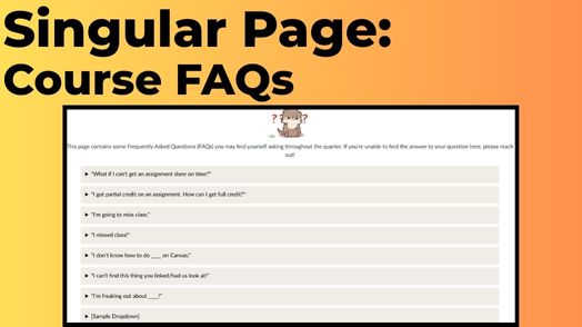 Singular Page: Course FAQs thumbnail previewing the dropdowns.