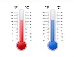 Thermometers showing fahrenheit and celcius degrees