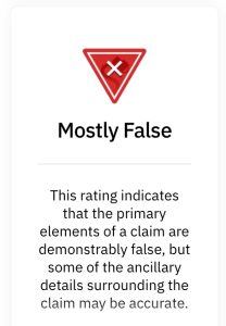 Snopes rating - Mostly False