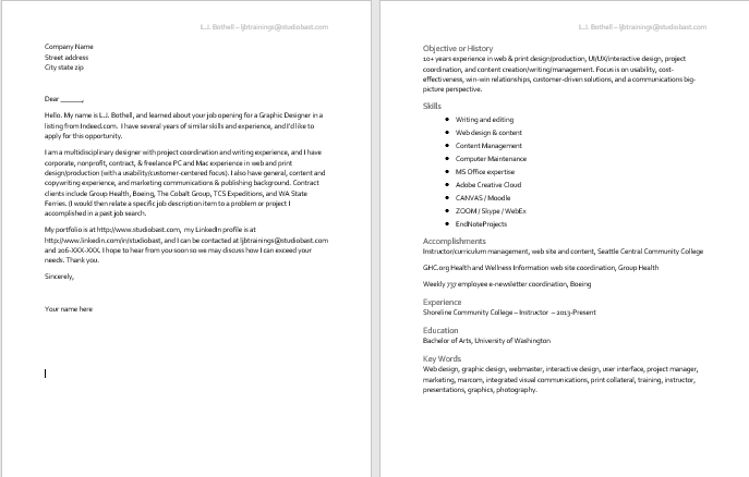 Image of MS Word finished styling example