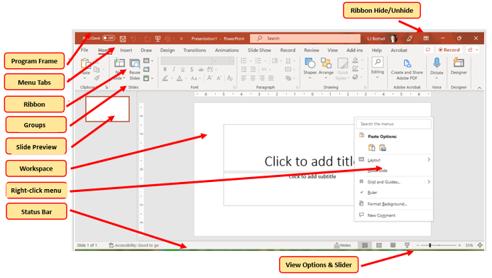 Image of MS PowerPoint user interface