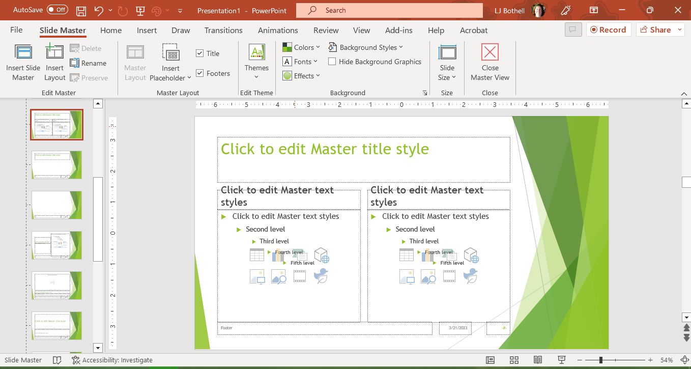 Image of MS PowerPoint master slides
