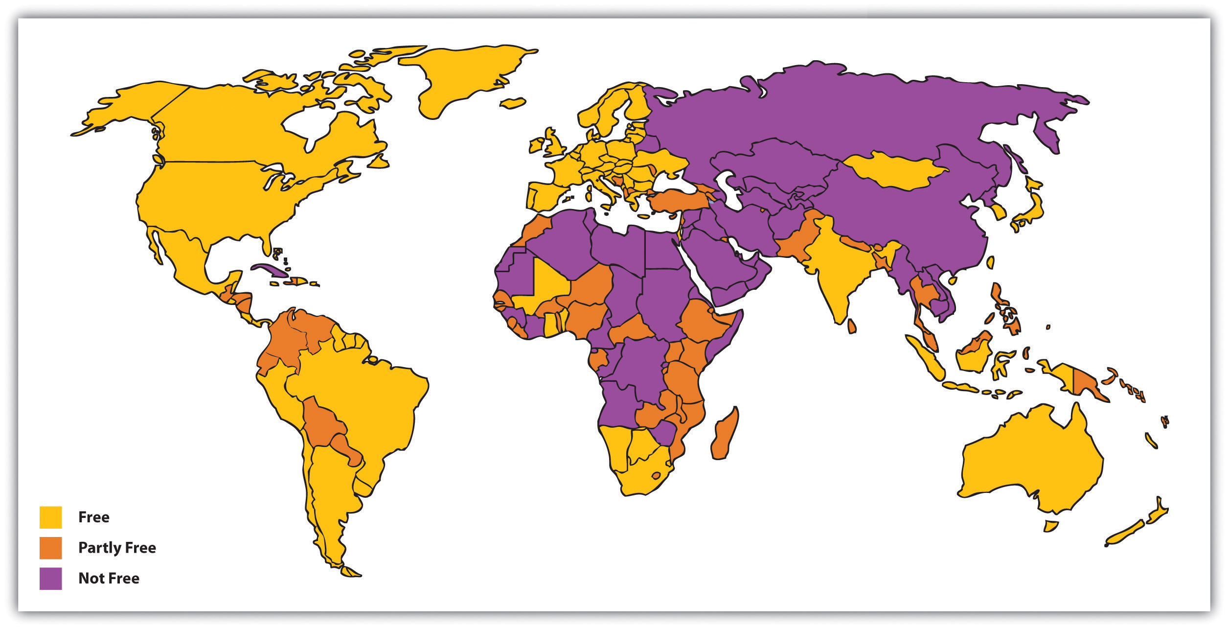 Freedom Around the World (Based on Extent of Political Rights and Civil Liberties)