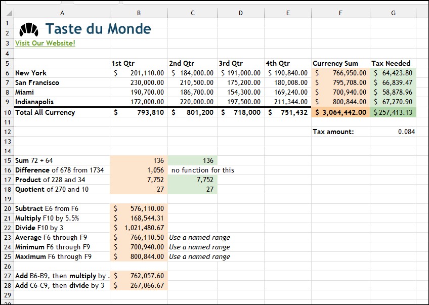 image of calculations worksheet for chapter 13