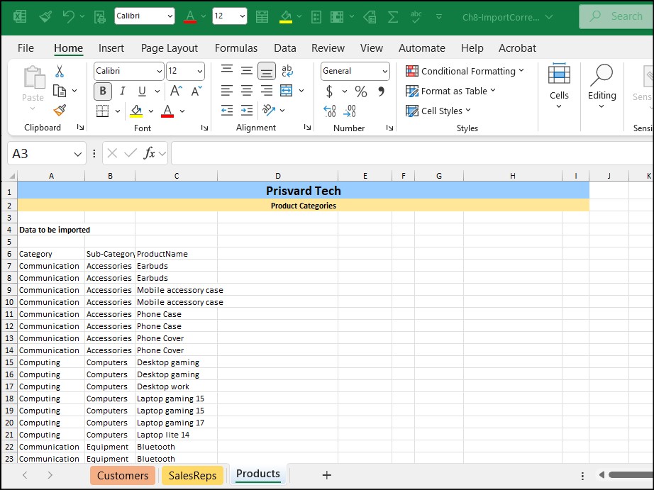 Image of PasteValues of csv file import