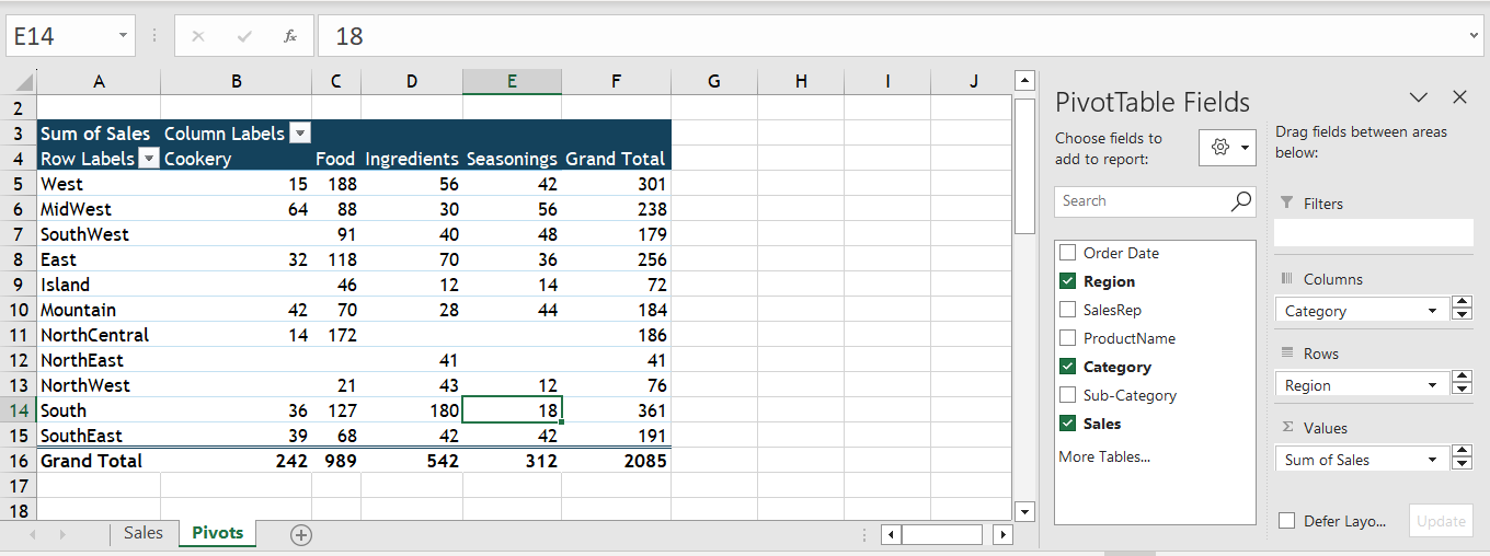 Chapter 18: Pivot tables – MS Excel Bootcamp