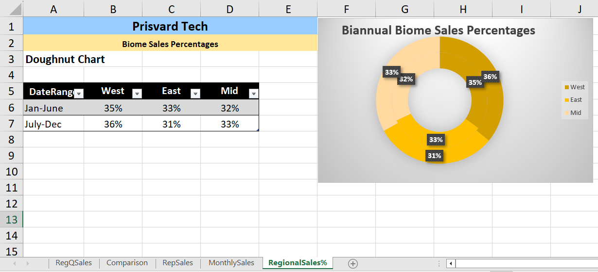 Image of MS Excel doughnut chart