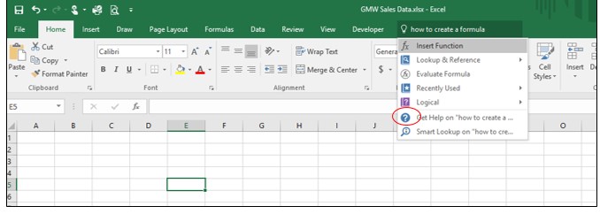Image of MS Excel help