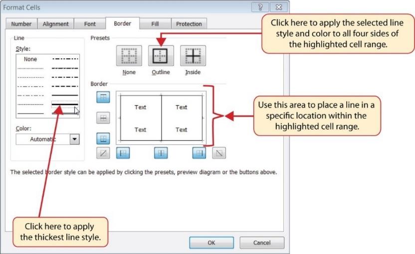 Image of MS Excel format cells panel