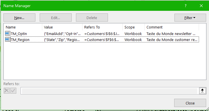 Image of MS Excel name manager panel